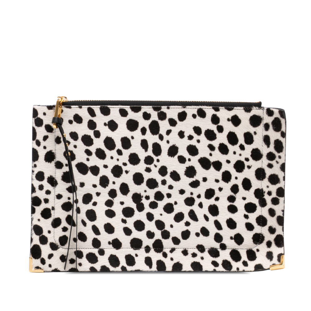 Pre-Loved Chloé Ponyhair Dalmatian Print Clutch
